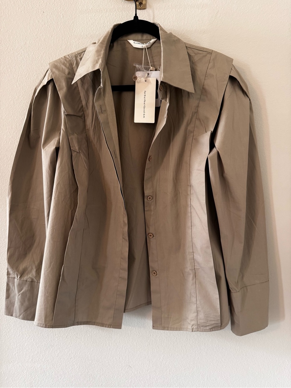Commense Taupe Button-Front Shirt Jacket